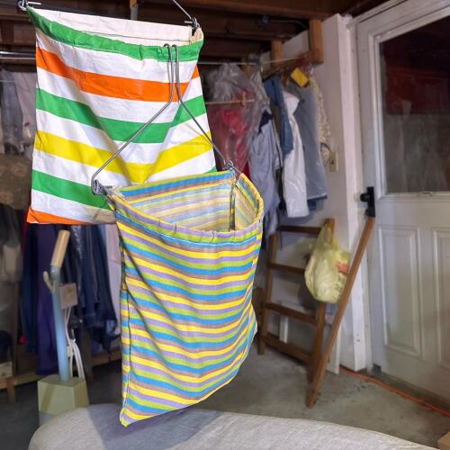 Pair of Vintage Striped Clothespin Bags