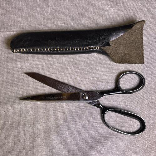 Vintage Clauss No 3271 Scissors with Leather Sheath