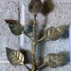 Two-Arm Metal Wall Candle Sconce with Leaf Motif - 2