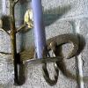 Two-Arm Metal Wall Candle Sconce with Leaf Motif - 4