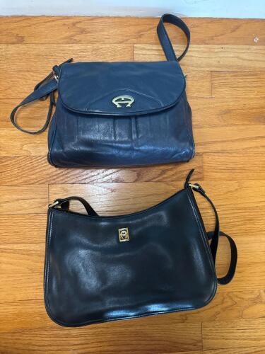 Etienne Aigner Black Leather Shoulder Bags Pair