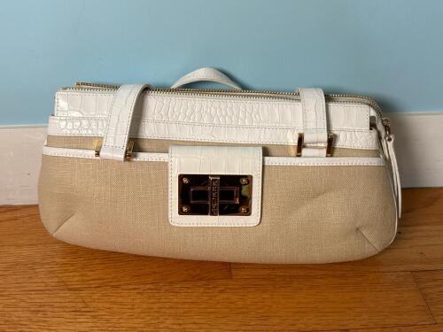 Ralph Lauren White and Beige Satchel Handbag