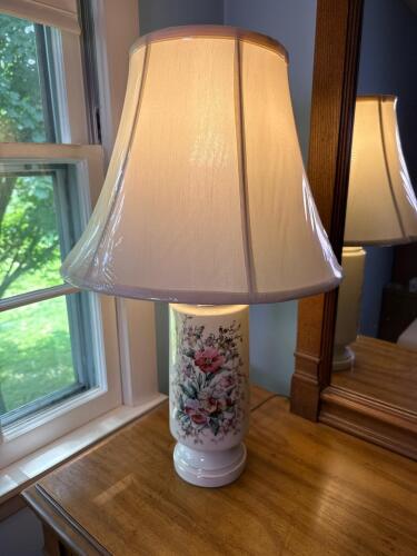 Floral Ceramic Table Lamp with Shade