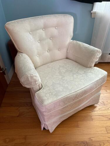 Cream Floral Upholstered Armchair