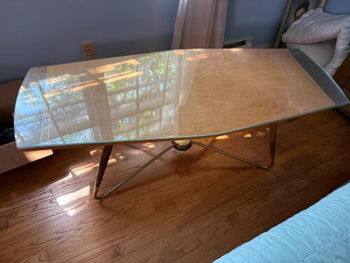 Mid-century style glass top coffee table