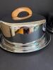 Pair Everedy Chrome Cake Carriers with Wood Handles - 2