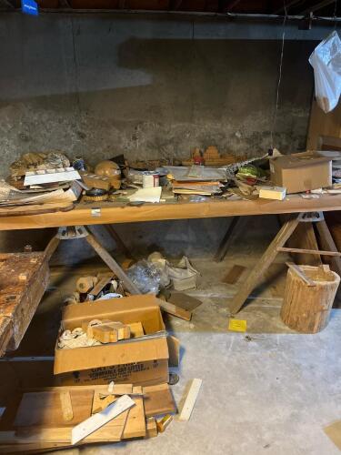 Pickers Lot with Large Woodworking Workbench and Contents