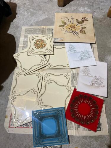 Assorted Vintage Decorative Ceramic Tiles