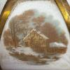 Currier & Ives Hexagonal Glass Ceiling Light with Winter Scenes - 3