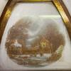 Currier & Ives Hexagonal Glass Ceiling Light with Winter Scenes - 4