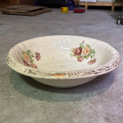 Large Homer Laughlin Floral Ceramic Wash Basin