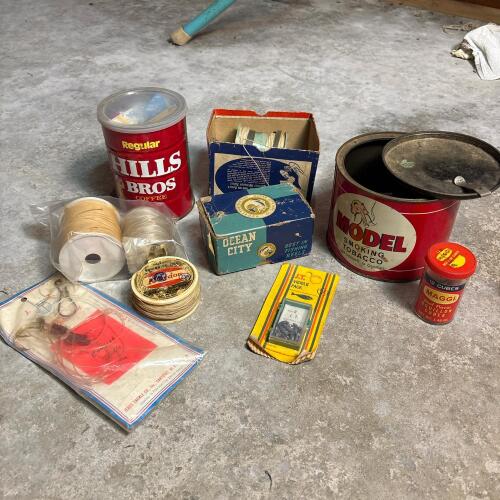 Vintage Fishing Tackle, Lures, Sinkers, Lines, & Tins