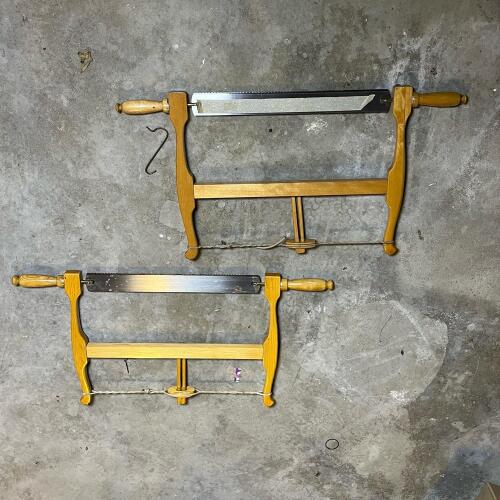 Pair of Wooden Frame Saws Bow Saws