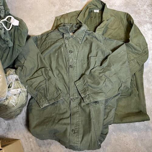 Two Vintage Olive Drab Military Coveralls
