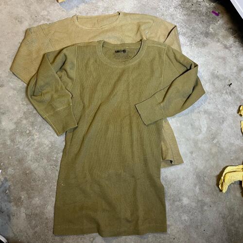 Vintage Two Olive Military Thermal Undershirts