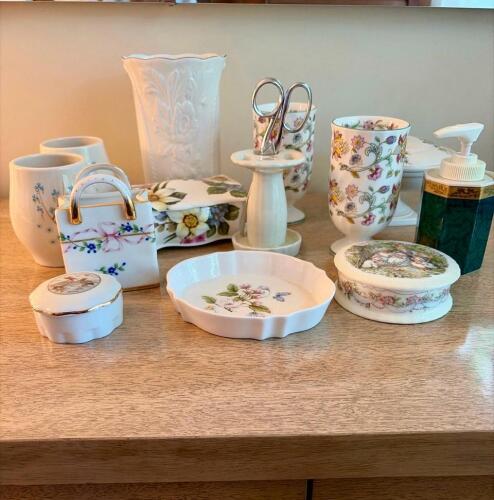 Assorted Floral Porcelain Vanity Accessories
