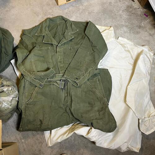 Military Coveralls and White Jumpsuit