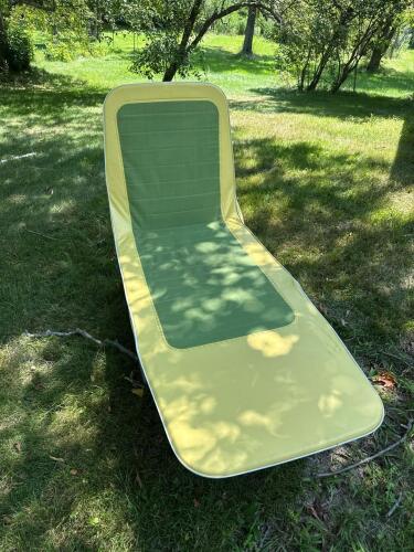 Vintage Yellow and Green Folding Chaise Lounge