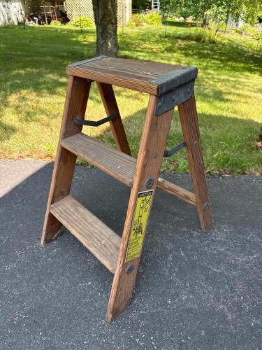 Wood Step Ladder with Metal Braces