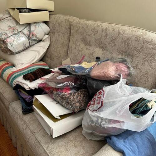Mixed Linens and Apparel Lot: Vintage Pieces, Tote Bag, Scarves, Comforter, Etc.