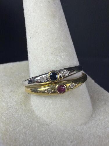 Two 8K Gold Rings with Colored Stones