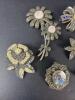Seven Sterling Silver Marcasite Brooches - 2
