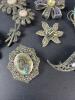 Seven Sterling Silver Marcasite Brooches - 4