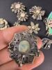 Seven Sterling Silver Marcasite Brooches - 5