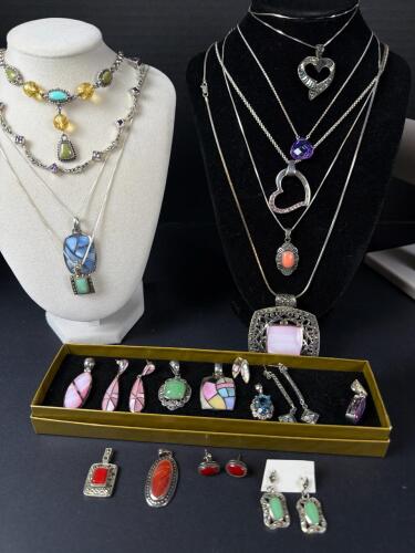 Lot of Colorful Modern Sterling Silver Jewelry
