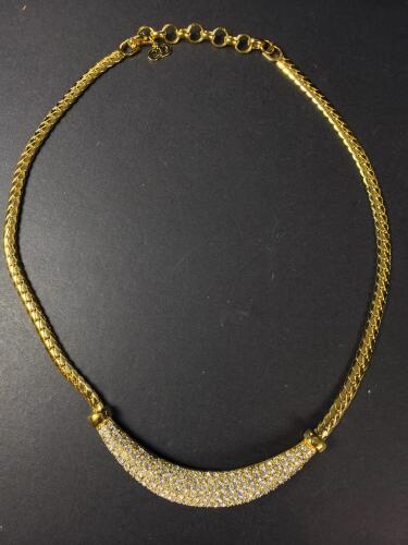 Christian Dior Gold-Tone Pav&eacute; Crystal Necklace