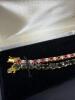 Pair Gold Over Sterling Silver Gemstone Tennis Bracelets - 5