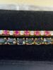 Pair Gold Over Sterling Silver Gemstone Tennis Bracelets - 8