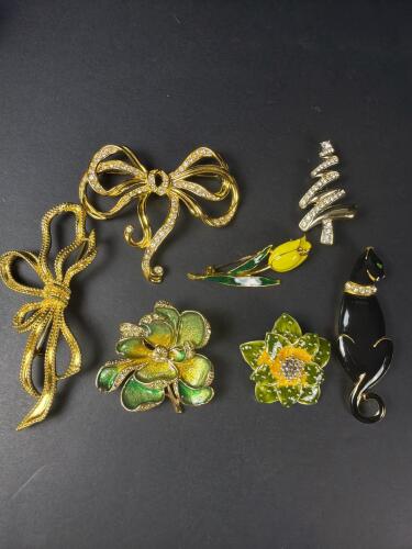 Six Costume Brooches: Featuring Trifari and Monet