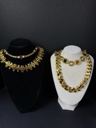 Monet and Napier Gold Tone Statement Necklaces