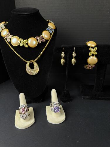 Monet Jewelry Set: Necklace, Bracelet, Earrings, Rings