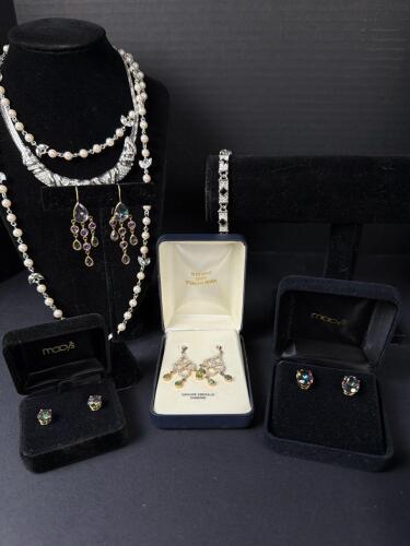Assorted Jewelry: Napier, Macy's, Emerald, Pearl