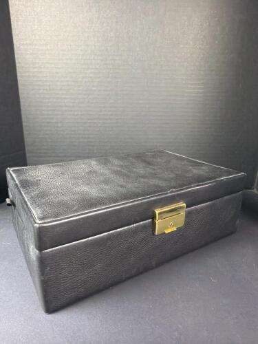 Black Leatherette Jewelry Box with Mirror