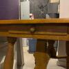 Wooden Table with Turned Legs and Casters - 3
