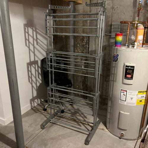 Rolling Plastic Garment Drying Rack with Multiple Folding Shelves