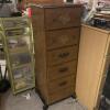 Tall Wood Chest of Drawers with Wheat Motif