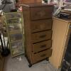Tall Wood Chest of Drawers with Wheat Motif - 3