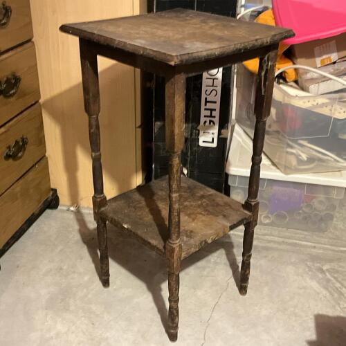 Vintage Rustic Wooden Two-Tier Side Table