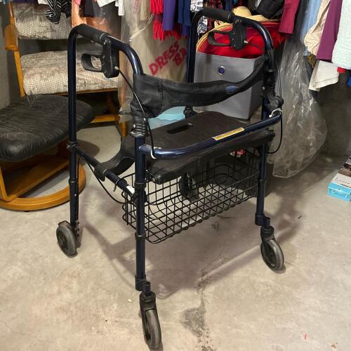 Folding Rollator Walker with Seat and Basket