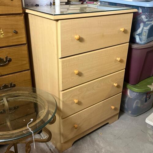 Wooden Chest of Drawers with Detachable Glass Top