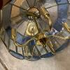 Brass and Blue Glass Hanging Chandelier - 2
