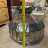 Brass and Blue Glass Hanging Chandelier - 4