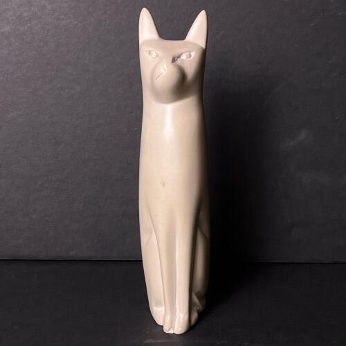 Carved Cream-Colored Cat Figurine