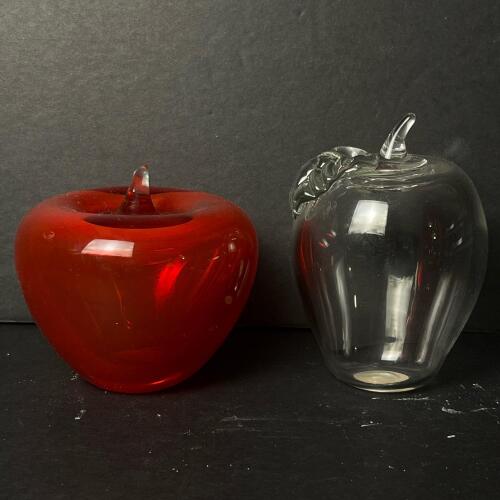 Pair Of Glass Apple Decor