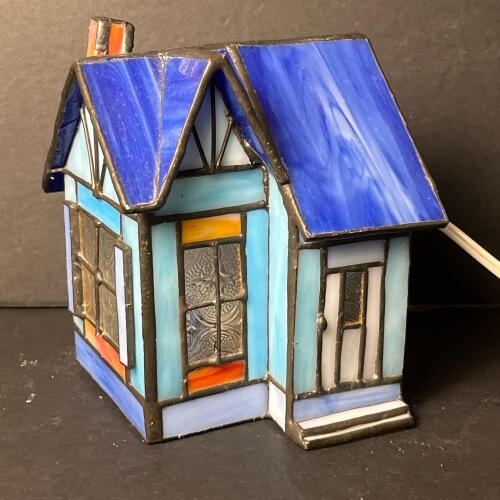 Stained Glass Cottage Night Light Lamp