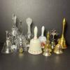 Assorted Glass, Brass, and Porcelain Bells